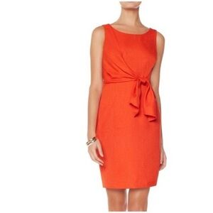 The Limited Tie Front Sleeveless Sheath Dress Orange Pleated Y2K Business Casual